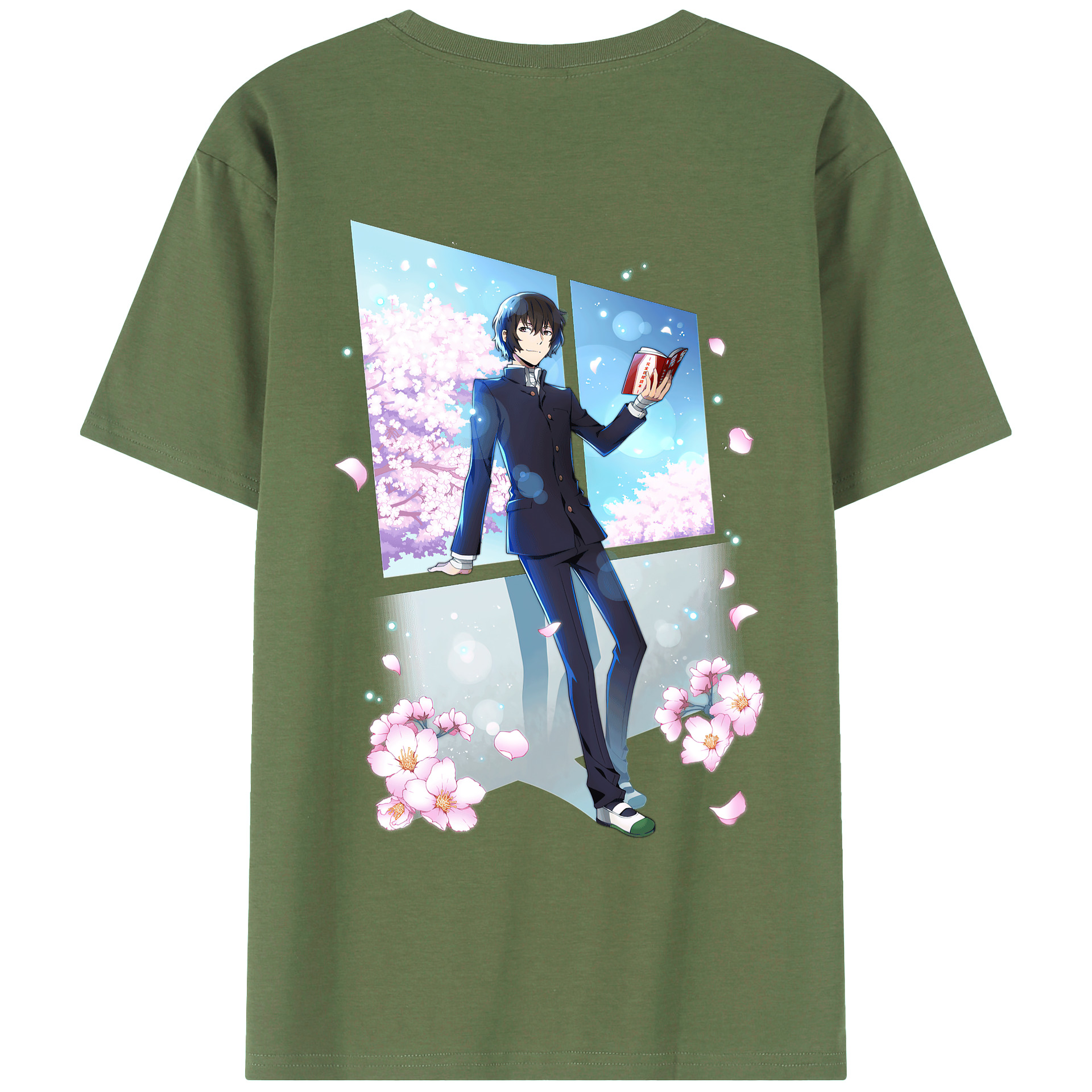 （画像用） 文豪ストレイドッグス Bungo Stray Dogs 綿100％ メンズ半袖Tシャツ（バックプリント） 通気性